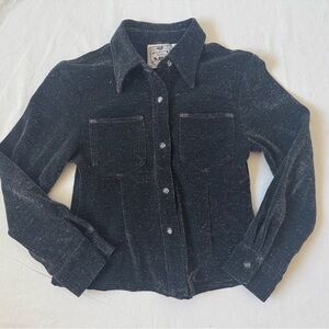 Women’s Black Sparkly Button Up Top indie sleaze Whimsigoth
